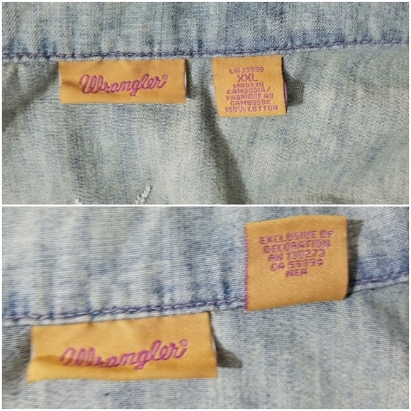 Vintage Wrangler Women's Washed Denim Jean Jacket, 100% Cotton, size XXL - Picture 5 of 11